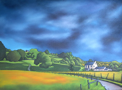 Aldrs1 The Alders, Grosmont. oil on canvas, 60x80cm, in wood frame £500. Currently in Look Gallery, Helmsley.
