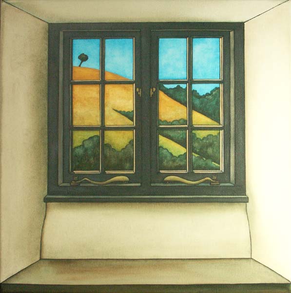 Maybeck Window. Acrylics and oils on canvas, 50x50x4cm. £350