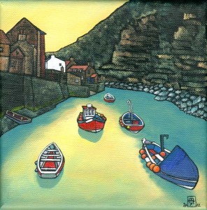 Staithes Boats, oil on canvas, 20x20cm