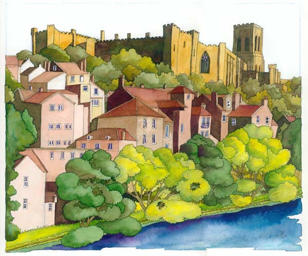 Durham. Acrylic inks on watercolour paper, 25x30cm.