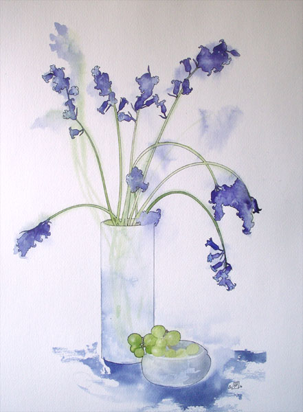 Bluebells and grapes. watercolour. 35x50cm. £150. 