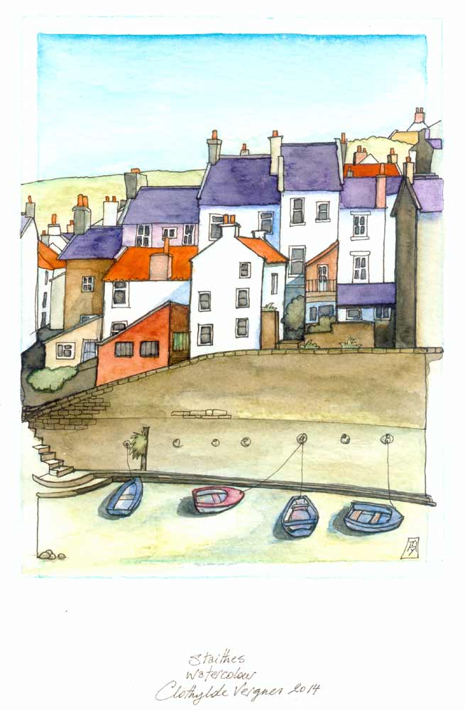 Staithes. ink & watercolour, 12x16cm.
