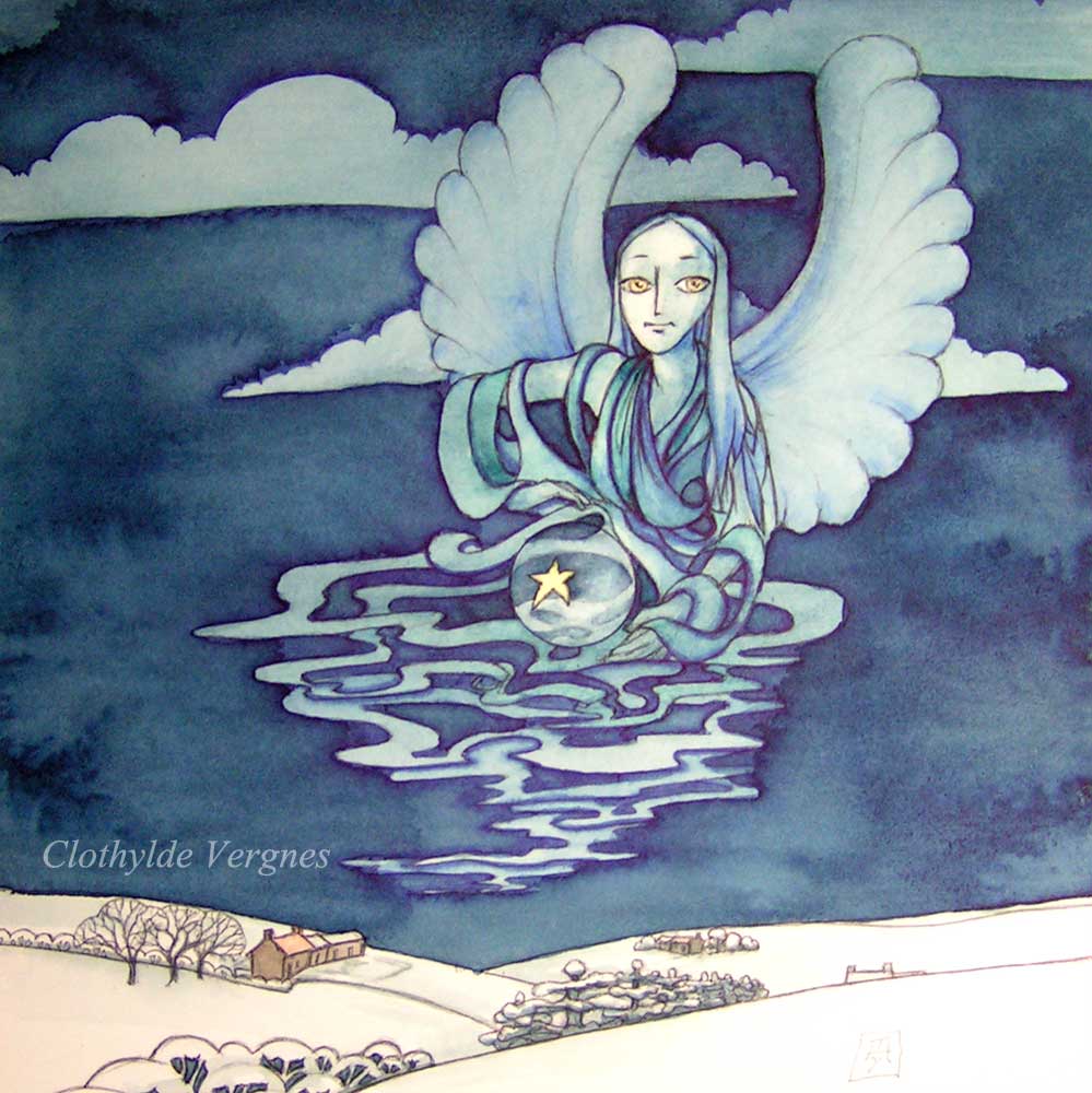Angel, watercolours, 20x20cm