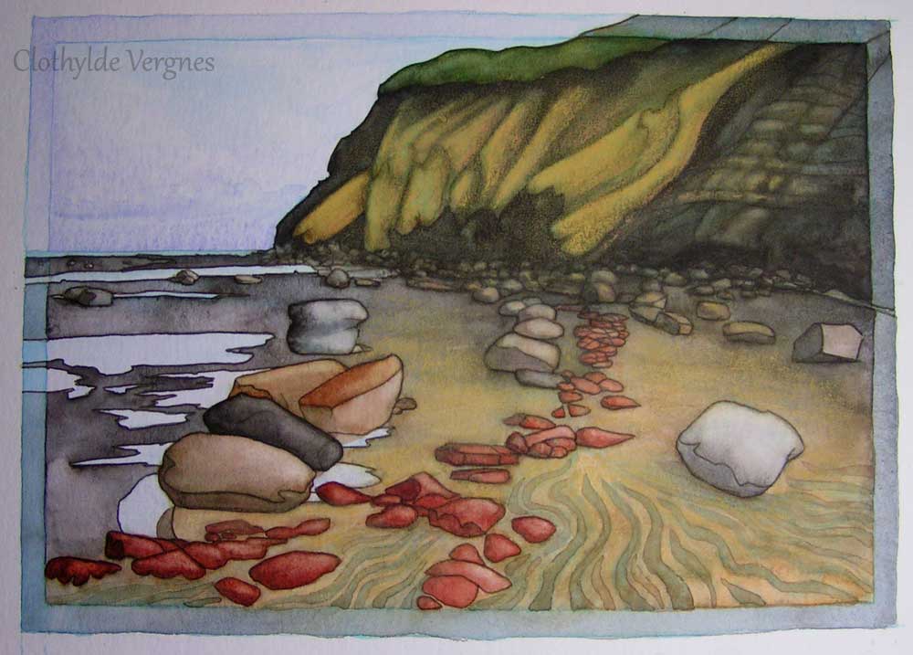 Hummersea Beach, mixed media (watercolour and pastel) on paper, 25x36cm