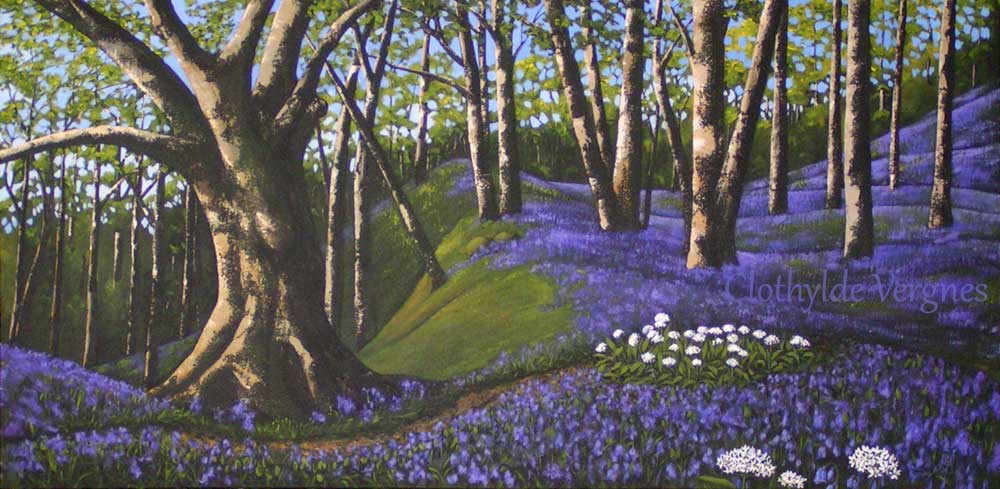 Bluebell Woods IV. Acrylics on canvas, 50x100cm
