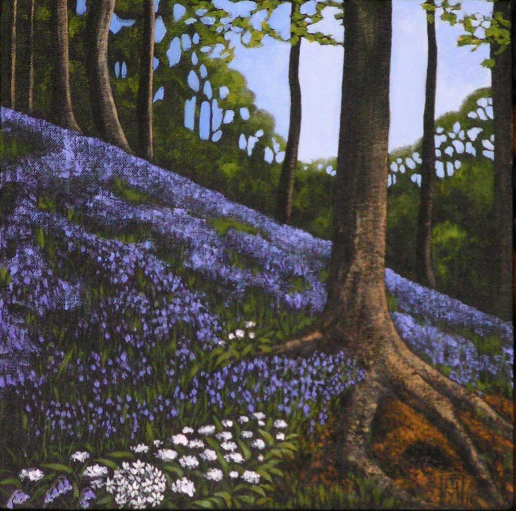 Bluebell Woods VI. Acrylics on canvas, 30x30cm